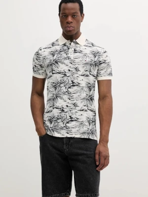 Tommy Hilfiger polo z domieszką lnu męski kolor beżowy wzorzysty MW0MW38475