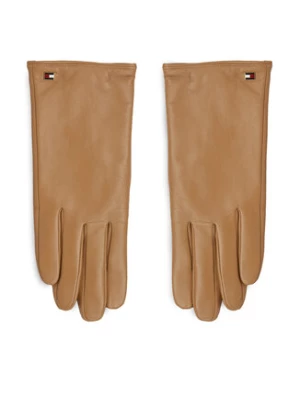 Tommy Hilfiger Rękawiczki Damskie Essential Flag Leather Gloves AW0AW15360 Beżowy