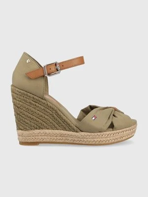 Tommy Hilfiger sandały BASIC OPENED TOE HIGH WEDGE kolor zielony FW0FW04784