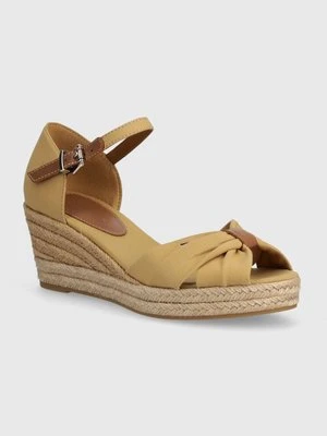 Tommy Hilfiger sandały BASIC OPENED TOE MID WEDGE kolor beżowy FW0FW04785