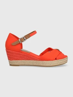 Tommy Hilfiger sandały BASIC OPENED TOE MID WEDGE kolor pomarańczowy FW0FW04785