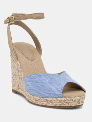Tommy Hilfiger sandały CHAMBRAY HIGH WEDGE ESPADRILLE kolor niebieski FW0FW08588
