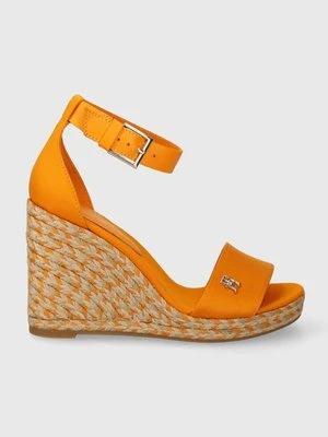 Tommy Hilfiger sandały COLORFUL HIGH WEDGE SATIN SANDAL kolor żółty FW0FW07914