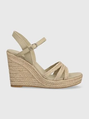 Tommy Hilfiger sandały ESSENTIAL BASIC WEDGE SANDAL damskie kolor beżowy na koturnie FW0FW07220