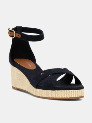 Tommy Hilfiger sandały FLAG CRISS-CROS MID WEDGE ESPAD kolor granatowy FW0FW08481