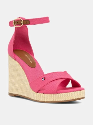 Tommy Hilfiger sandały FLAG HIGH WEDGE ESPAD CRISSCROSS kolor różowy FW0FW08661