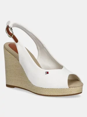 Tommy Hilfiger sandały FLAG HIGH WEDGE ESPAD SLINGBACK kolor biały FW0FW08597