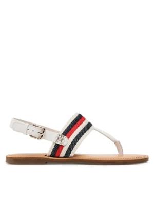 Tommy Hilfiger Sandały Flat Sandal Corporate FW0FW06988 Écru