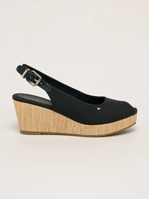 Tommy Hilfiger sandały ICONIC ELBA SLING BACK WEDGE damskie kolor granatowy na koturnie FW0FW04788