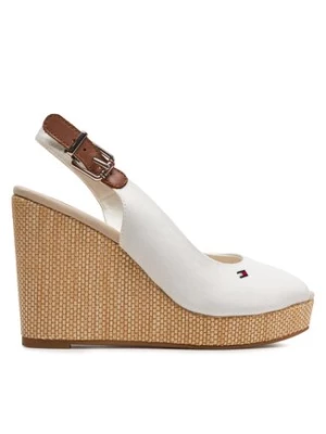 Tommy Hilfiger Sandały Iconic Elena Sling Back Wedge FW0FW04789 Écru