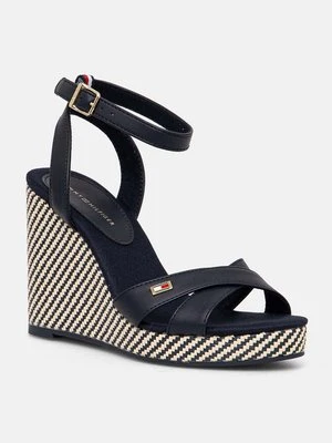 Tommy Hilfiger sandały IM RAFFIA SANDAL kolor granatowy FW0FW08224