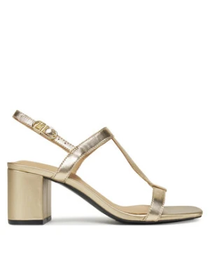Tommy Hilfiger Sandały Leather Block Heel Sandal Metal FW0FW08590 Złoty