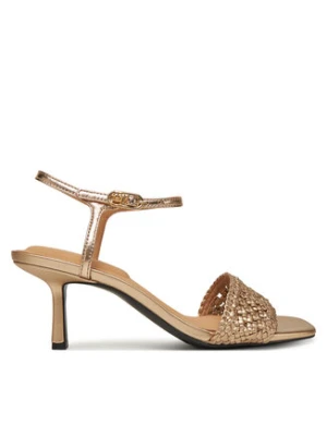 Tommy Hilfiger Sandały Metallic Lthr Kitten Sandal FW0FW08611 Złoty