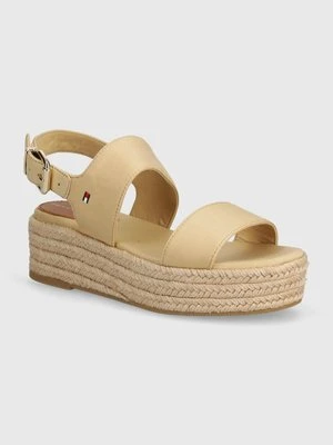 Tommy Hilfiger sandały MID WEDGE SANDAL damskie kolor beżowy na platformie FW0FW07885