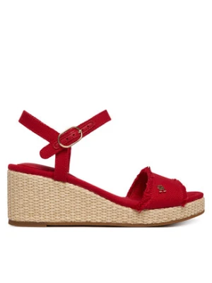 Tommy Hilfiger Sandały Mid Woven Wedge Espad Fringe FW0FW09470 Czerwony