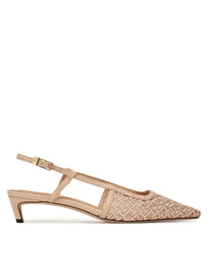 Tommy Hilfiger Sandały Mono Squared Toe Kitten Slingb FW0FW08746 Beżowy