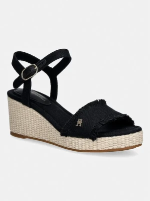 Tommy Hilfiger sandały na koturnie MID WOVEN WEDGE ESPAD FRINGE