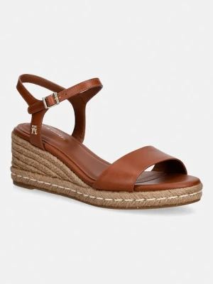 Tommy Hilfiger sandały na koturnie skórzane MID WEDGE ESPAD LEATHER