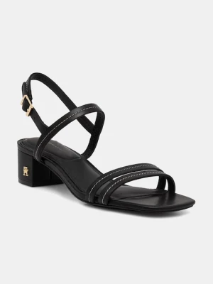 Tommy Hilfiger sandały na słupku skórzane LOW HEEL SANDAL STITCHING