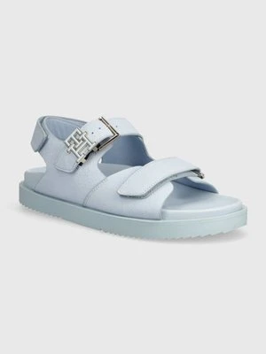 Tommy Hilfiger sandały nubukowe TH HARDWARE NUBUCK SPORTY SANDAL kolor niebieski FW0FW080