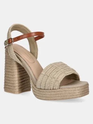 Tommy Hilfiger sandały ROPE HEEL PLATFORM SANDAL kolor beżowy FW0FW08425
