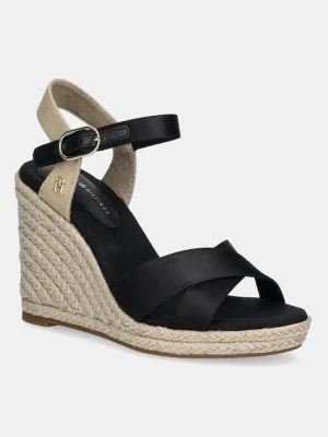 Tommy Hilfiger sandały SATIN HIGH WEDGE ESPADRILLE