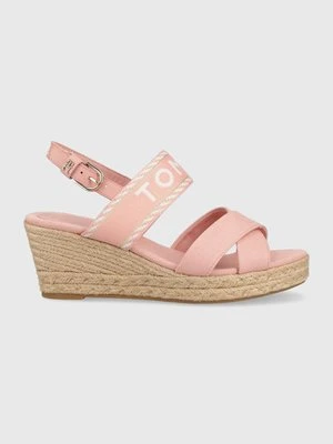 Tommy Hilfiger sandały SEASONAL WEBBING MID WEDGE damskie kolor różowy na koturnie FW0FW07091