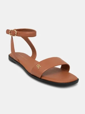 Tommy Hilfiger sandały skórzane ANKLE STRAP LEATHER SANDAL damskie kolor brązowy FW0FW08422