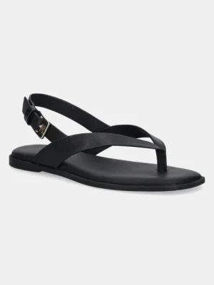 Tommy Hilfiger sandały skórzane COLOR BLOCK THONG FLAT SANDAL damskie kolor czarny FW0FW08883