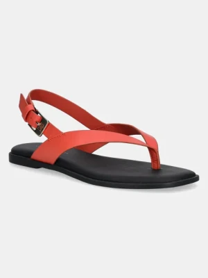 Zdjęcie produktu Tommy Hilfiger sandały skórzane COLOR BLOCK THONG FLAT SANDAL damskie kolor czerwony FW0FW08883