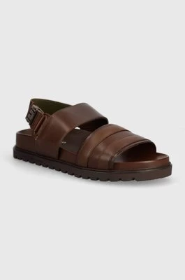 Tommy Hilfiger sandały skórzane ELEVATED TH BUCKLE LTH SANDAL męskie kolor brązowy FM0FM05007