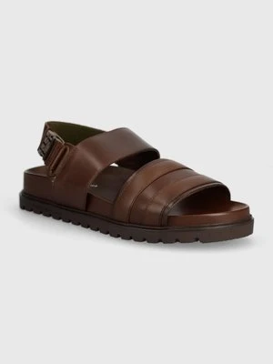 Tommy Hilfiger sandały skórzane ELEVATED TH BUCKLE LTH SANDAL męskie kolor brązowy FM0FM05007