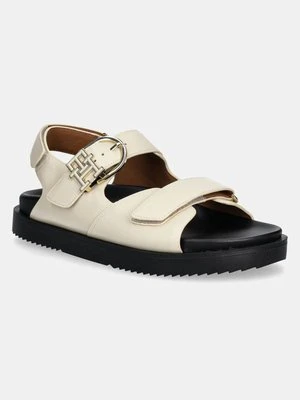 Tommy Hilfiger sandały skórzane LEATHER SPORTY SANDAL damskie kolor beżowy FW0FW08799