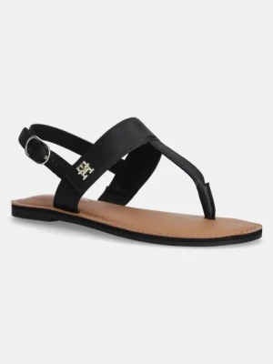 Tommy Hilfiger sandały skórzane LEATHER THONG SANDAL damskie kolor czarny FW0FW08505