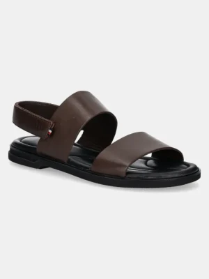 Tommy Hilfiger sandały skórzane PREMIUM HILFIGER STRAPPY LH SAND męskie kolor brązowy FM0FM05356