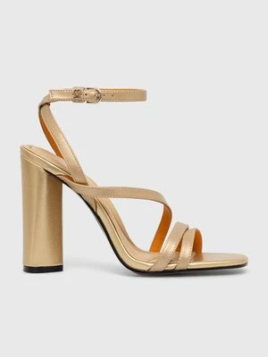 Tommy Hilfiger sandały skórzane TH GOLD BLOCK HIGH HEEL kolor złoty FW0FW07753