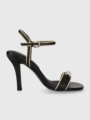 Tommy Hilfiger sandały skórzane TH HARDWARE HEELED SANDAL kolor czarny FW0FW07796