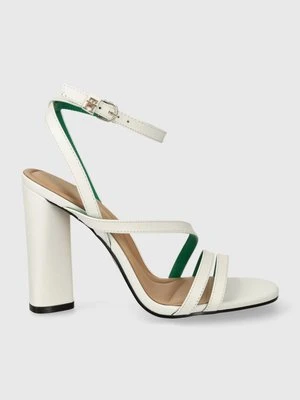 Tommy Hilfiger sandały skórzane TH LEATHER BLOCK HIGH HEEL kolor biały FW0FW07752