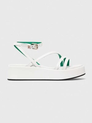 Tommy Hilfiger sandały skórzane TH STRAP PLATFORM damskie kolor biały na platformie FW0FW07728