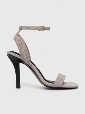 Tommy Hilfiger sandały SPORTY LEATHER HIGH HEEL SANDAL kolor szary FW0FW07795