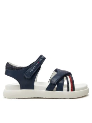 Tommy Hilfiger Sandały Strippes Velcro Sanadal T1A2-33234-0326 S Granatowy