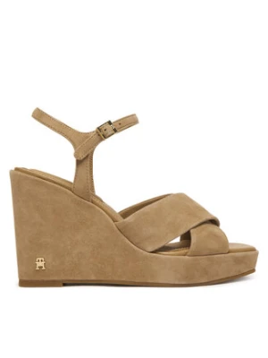 Tommy Hilfiger Sandały Suede Wrapped High Wedge FW0FW09218 Brązowy