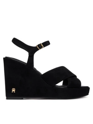 Tommy Hilfiger Sandały Suede Wrapped High Wedge FW0FW09218 Czarny