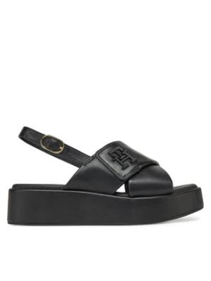 Tommy Hilfiger Sandały Th Logo Hw Padded Leather Sandal FW0FW08808 Czarny
