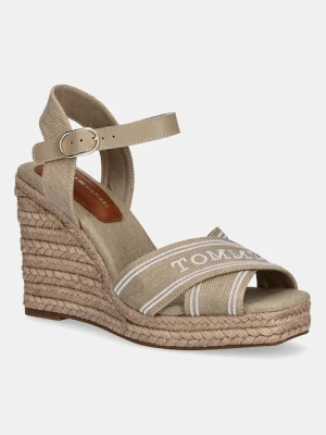 Tommy Hilfiger sandały TOMMY HILFIGER ESPAD HIGH WEDGE kolor beżowy FW0FW08668