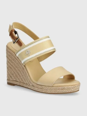 Tommy Hilfiger sandały WEBBING HIGH WEDGE SANDAL kolor beżowy FW0FW08045