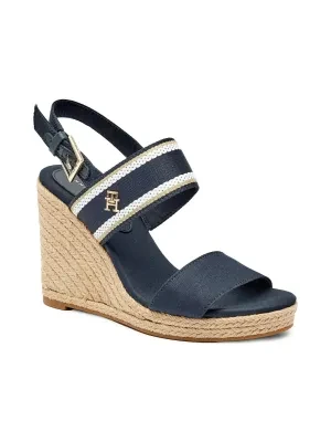 Tommy Hilfiger Sandały WEBBING HIGH WEDGE | z dodatkiem skóry