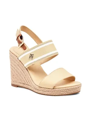 Tommy Hilfiger Sandały WEBBING HIGH WEDGE | z dodatkiem skóry