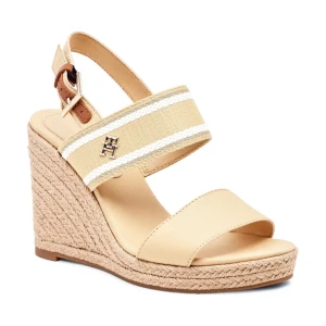 Tommy Hilfiger Sandały WEBBING HIGH WEDGE | z dodatkiem skóry