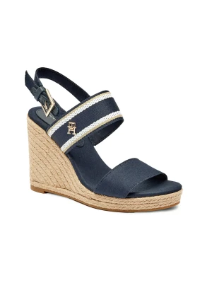 Tommy Hilfiger Sandały WEBBING HIGH WEDGE | z dodatkiem skóry
